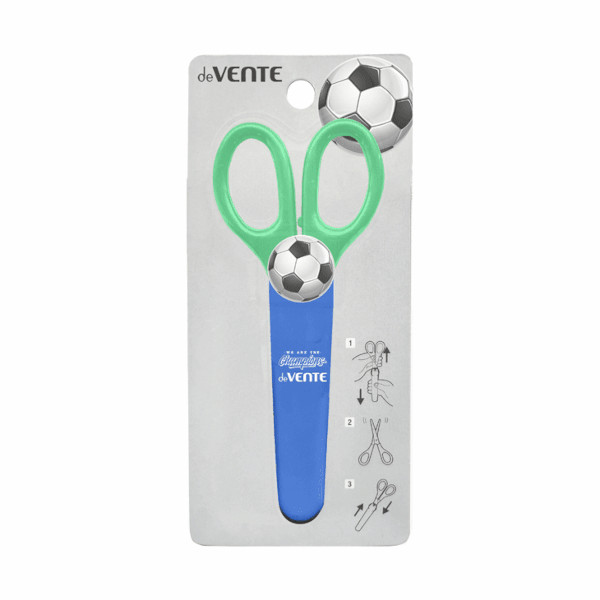 Ножницы 13,5см deVENTE "Champions. Football" пластик, зеленый, чехол 8010016