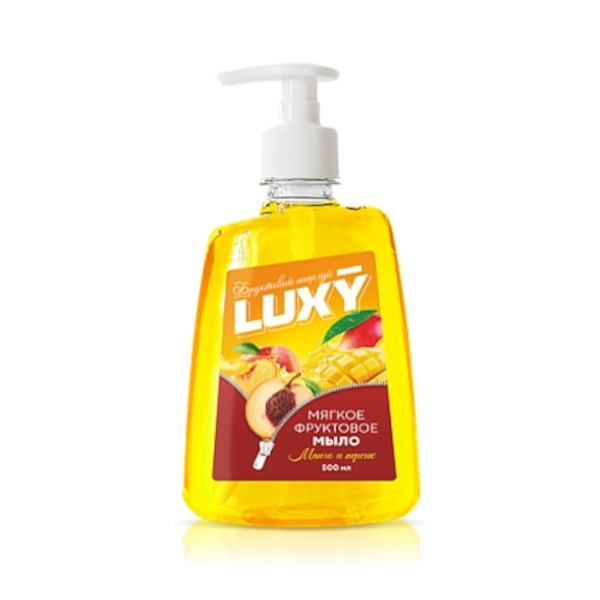 Мыло Luxy "Фруктовый поцелуй" жидкое, дозатор, манго и персик 500мл 118954