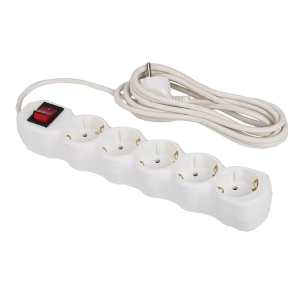 Фильтр сетевой 5 розеток, заземление, 3м, белый СУ10-005 7044 Радист