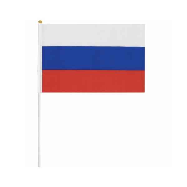 Флаг России 30*45 см, без герба, с флагштоком, 550182 BRAUBERG