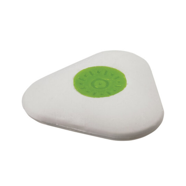 Ластик STAFF "College" белый 35х35х10 мм, треугольный, салатовый пластиковый держатель, 228068