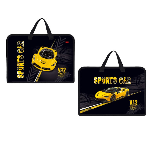 Папка с ручками А4 1отд., пластик, молния "Автоспорт" AMn_07070 Hatber