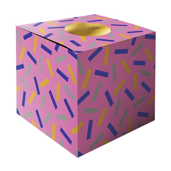 Коробка подарочная складная "С пожеланиями счастья" 11*11*10см, розовая 0710.049 Арт Дизайн