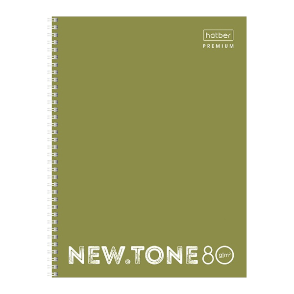 Тетрадь 80л А4 клетка/гребень "NEWtone Pastel Олива" картон, оливковый 80Т4лA1гр_05053 Hatber