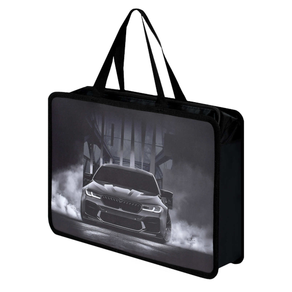 Папка с ручками А4 1отд., пластик, молния "Белая машина" 72352 Феникс+