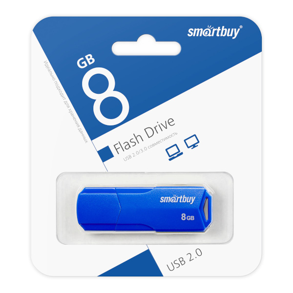 Память Flash Drive 8GB USB 2.0 Smartbuy Clue синий