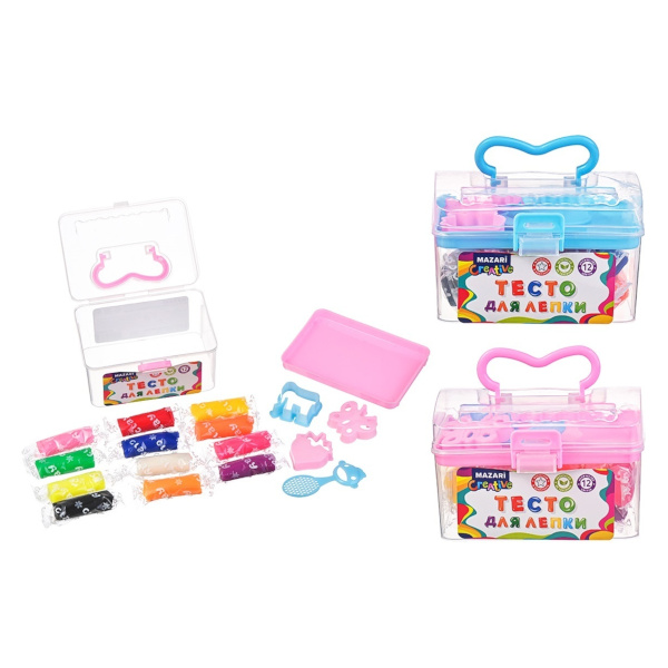 Тесто для лепки MAZARI ТМ "Сундучок" 12цв, 162г, 4 формы М-20343
