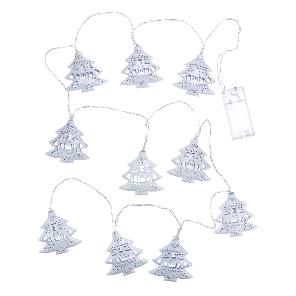 Эл.гирлянда "Ёлочки" 10 фигур, 1,6м, от батареек 2*АА ГН-0030 Миленд