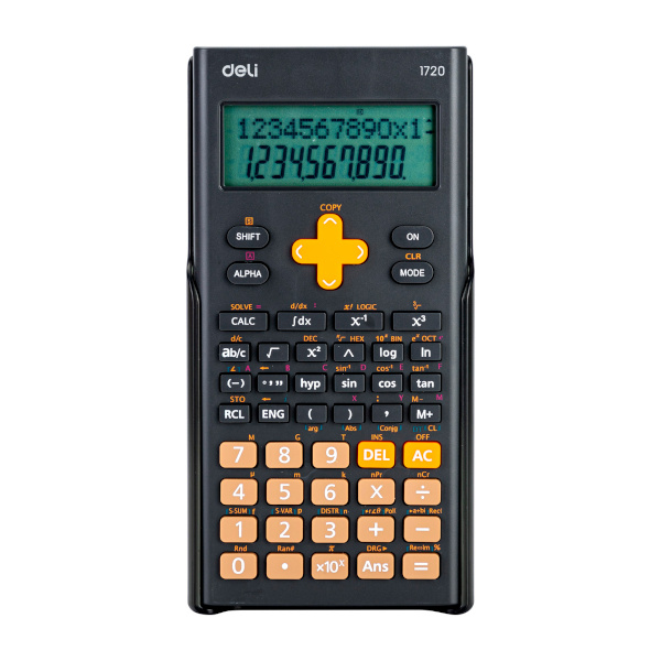 Калькулятор Deli E1720-black (черный) инженерный для ЕГЭ 10р+2р (300 функций)