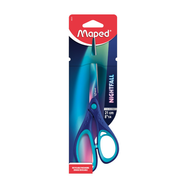 Ножницы 21см Maped "Nightfall" асимметр., прорез., синий/голубой 469216