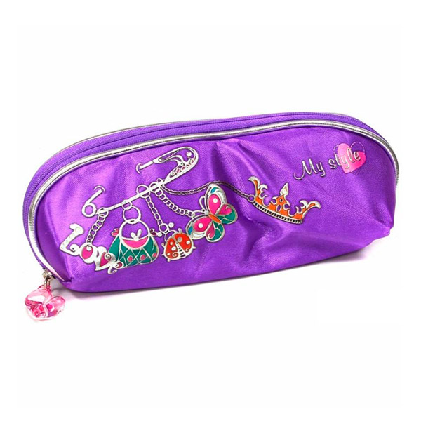 Пенал-косметичка 1 отд., 19*5,5,см "Модная брошь" без напол., атлас 34785 Феникс+