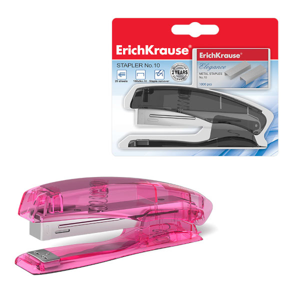 Степлер №10, 20л, пластик, антистеплер, ассорти "Elegance" 13906 Erich Krause