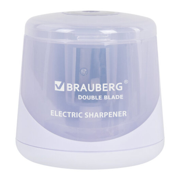 Точилка Brauberg "Double Blade White" электрическая, 1 отв., пластик., контейнер, белый 271337