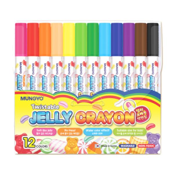 Мелки пластиковые Mungyo "Jelly" 12цв, круглые, карт. уп. MGMJC-12A