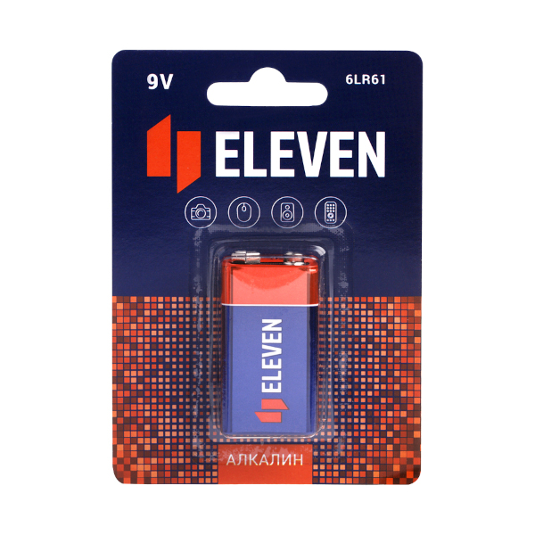 Батарейка Eleven MN1604 (6LR61) Крона, алкалиновая, BC1 301752 (1уп*1шт)