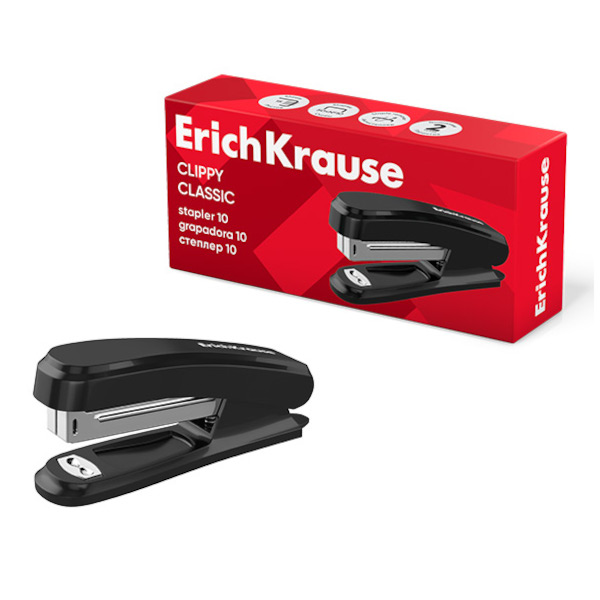 Степлер №10, 15л, пластик, антистеплер, черный "Clippy Classic" 61739 Erich Krause