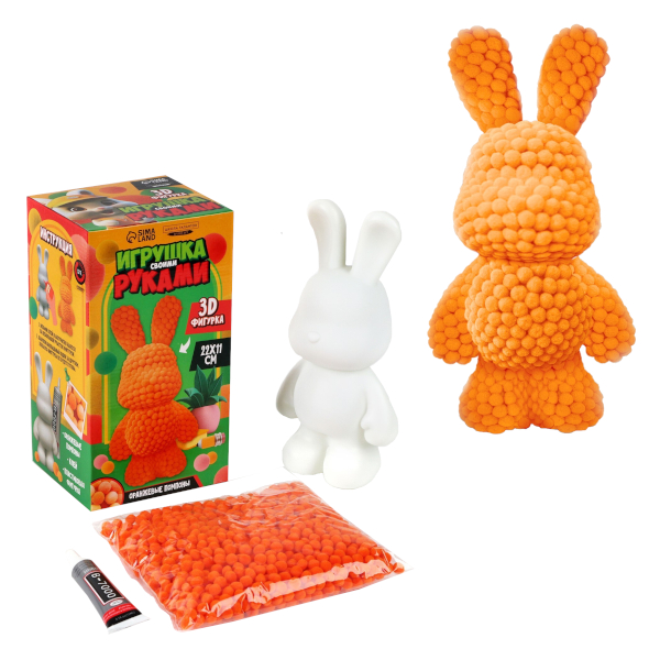 Набор для творчества "Игрушка помпонами. Зайка" 11*22см, оранж. 10133489 Школа талантов