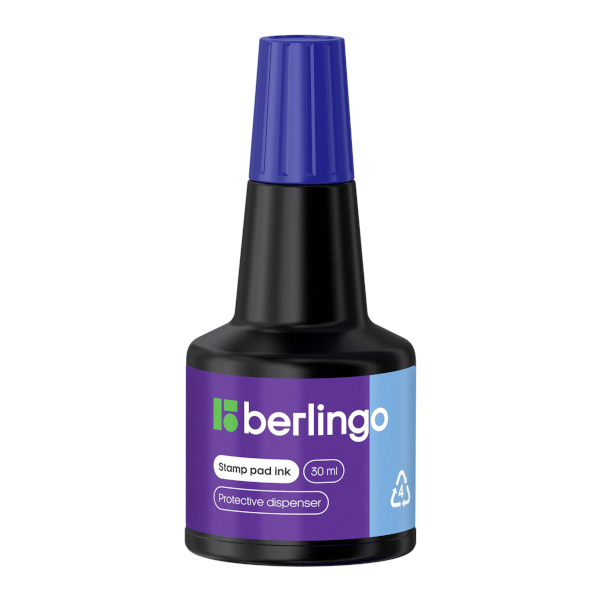 Штемпельная краска 30мл синяя, водн. осн., бумага KKp_30002 Berlingo