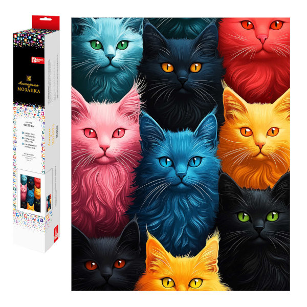 Алмазная мозаика Феникс+ 40*50см "Цветные коты" 70826