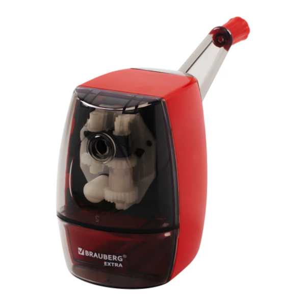 Точилка Brauberg механическая, 1 отв., пластиковая, контейнер, красный "Extra" 229607