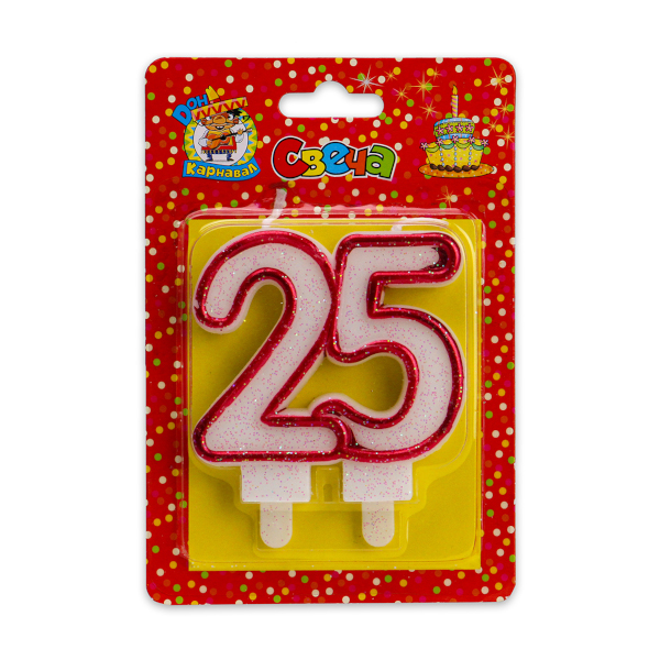 Свеча для торта "Цифра 25. Значимые даты" красная, С-2477 Миленд