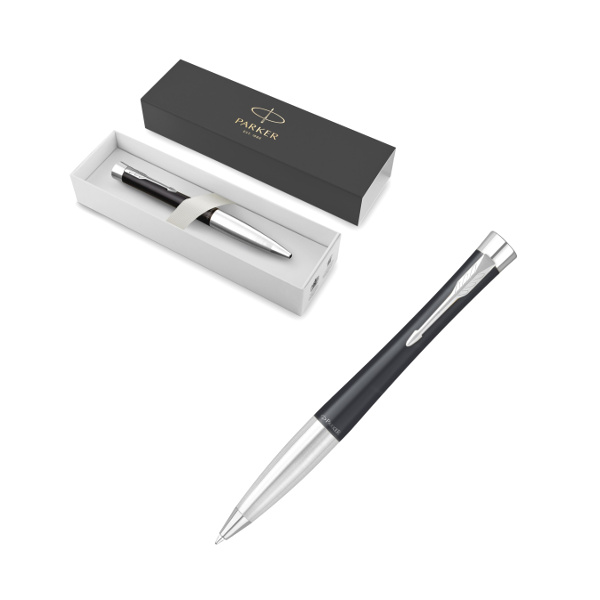 Ручка шар PARKER "Urban Core K314, Muted Black CT" синяя, корпус латунь 1,0мм 2143639