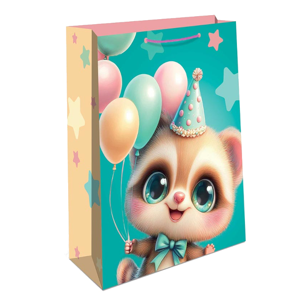 Пакет бумажный 32*26*12см "Енотик в колпаке" 1193.021 Арт Дизайн