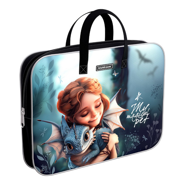 Папка с ручками А4+ 1отд., текстиль, молния "Magic Pet" 62911 Erich Krause