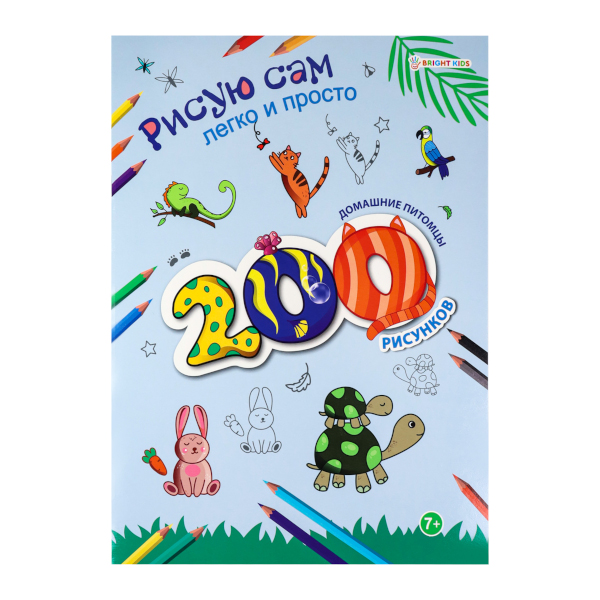 Раскраска "200 рисунков. Домашние питомцы" А4, 12л РТ-9800 Bright Kids