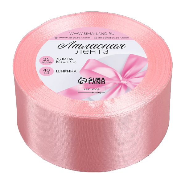 Лента атласная 40мм*23м розовый 1218306 Арт Узор