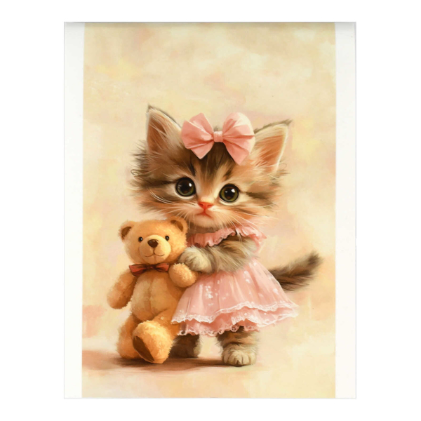 Блокнот А6 40л "Котенок с плюшевым мишкой" клетка, скоба, мягк.обл., картон, рисунок 71640 Феникс+