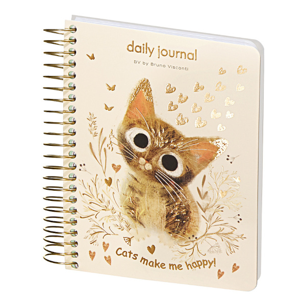 Ежедневник А6 не дат Bruno Visconti "CUTE DIARY. Милый котик" спираль, тв.обл., картон 3-703/07