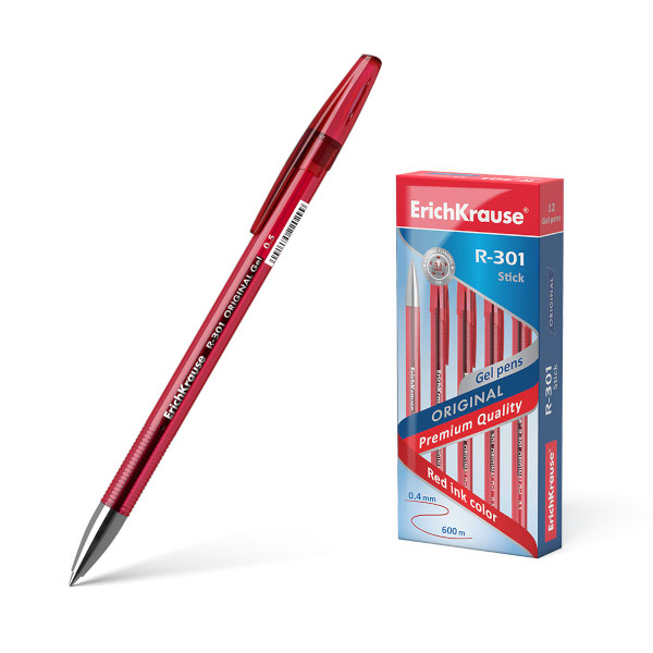Ручка гелевая 0,5мм, красный, тонир. корп. "R-301 Original Gel Stick" 42722 Erich Krause