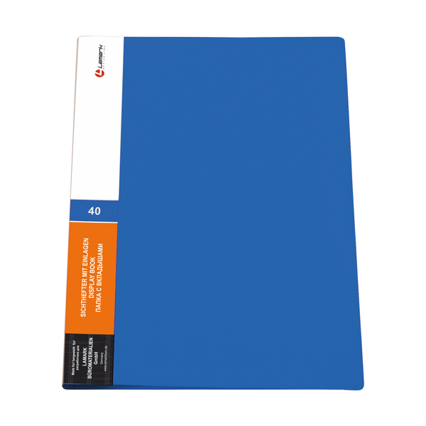 Папка 40 файлов А4, 20мм, 600мкм, карман корешок, синяя DB0135-BL Lamark