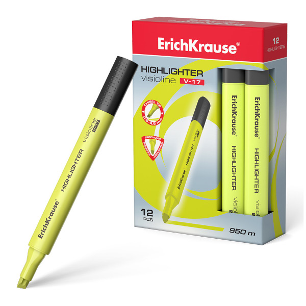 Текстовыделитель Erich Krause V-17 Visioline Neon /желтый/скош./0,6-4,5мм 56700