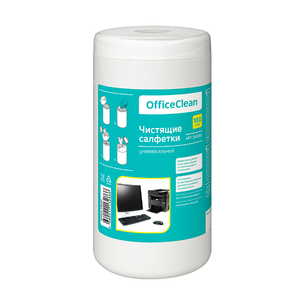 Салфетки чистящие OfficeClean  универсальные (100шт) туба 248262