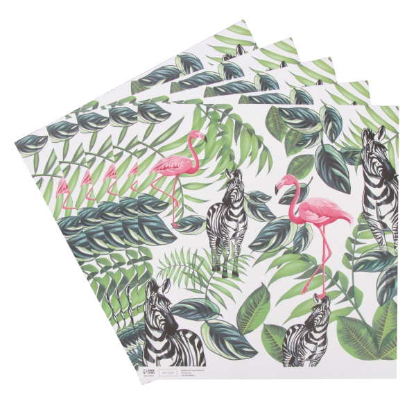 Бумага цветная для скрапбукинга А4+ (305*320мм) 5л "Фламинго и зебры" 10718324 Арт Узор