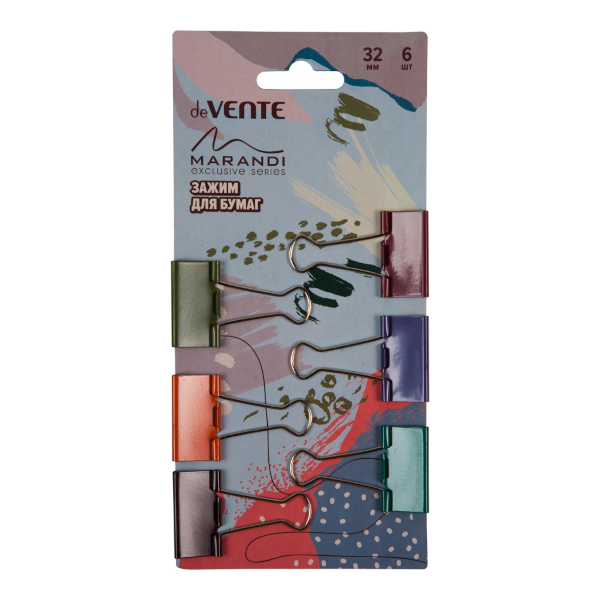 Зажим 32мм ассорти "Marandi" 4131200 (1уп*6шт) deVENTE