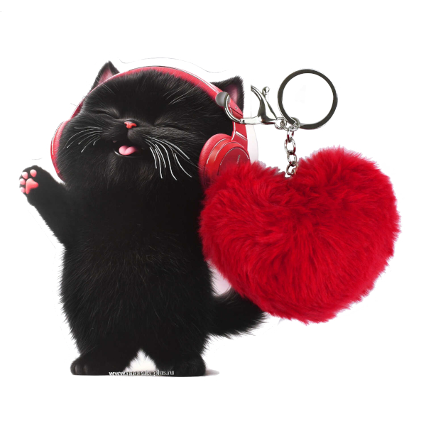 Брелок "Котенок в наушниках" 9*15см, иск.мех, кольцо/карабин 71698 Феникс+