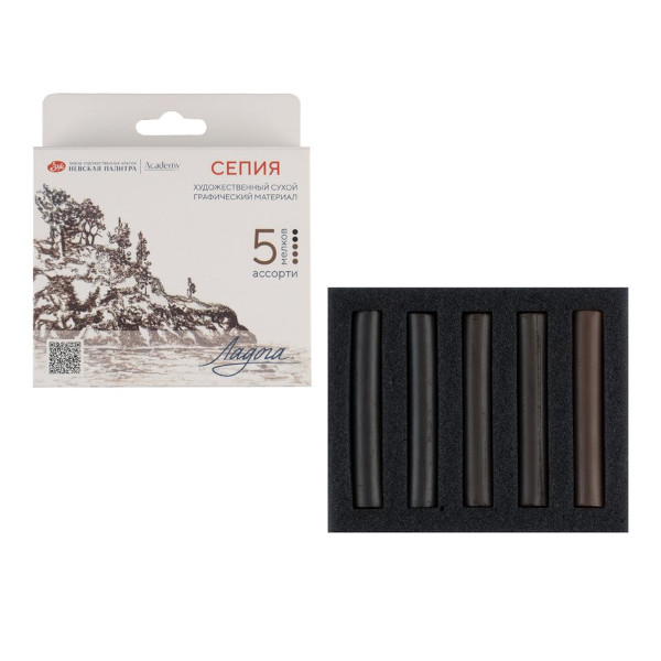 Сухой материал Сепия проф. Невская палитра "Ладога" 5цв. 2721422312