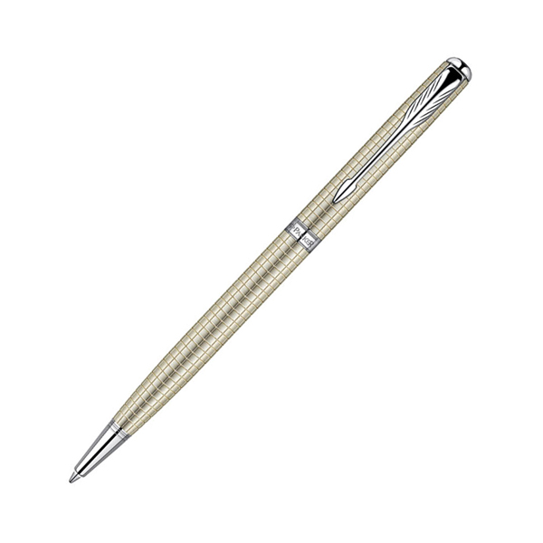 Ручка шар PARKER "Sonnet Slim Sterling Silver" черная, корп. серебро, серебр. отд., 1мм S0912530