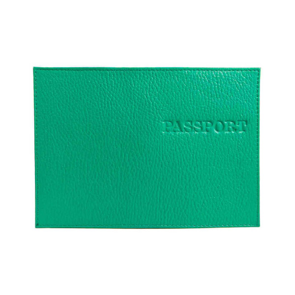 Обложка д/паспорта "PASSPORT" нат.кожа, тиснение, зеленый 1,01гр-ФЛОТЕР-206 Imige