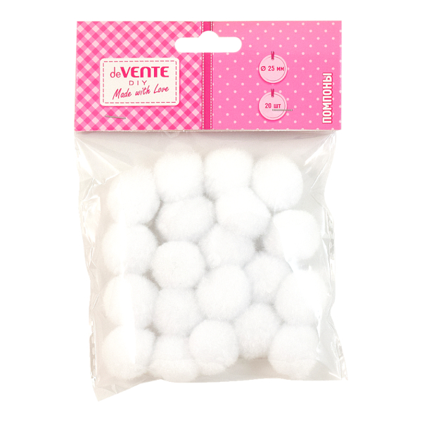 Помпоны 25мм, 20шт, белый 8000018 deVENTE