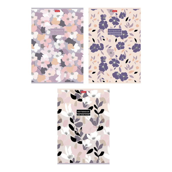 Тетрадь 96л А4 клетка "Музыка цветов" картон, ассорти 96Т4лВ1 Hatber