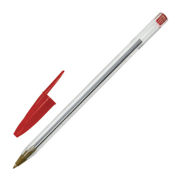 Ручка шар. 1,0мм, красный, прозрач. корп. "Basic Budget BP-04" 143870 Staff