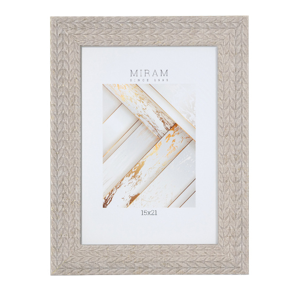 Фоторамка 15*21 пластик, багет 30мм, бежевый, вставка пластик 651740-6 МИРАМ