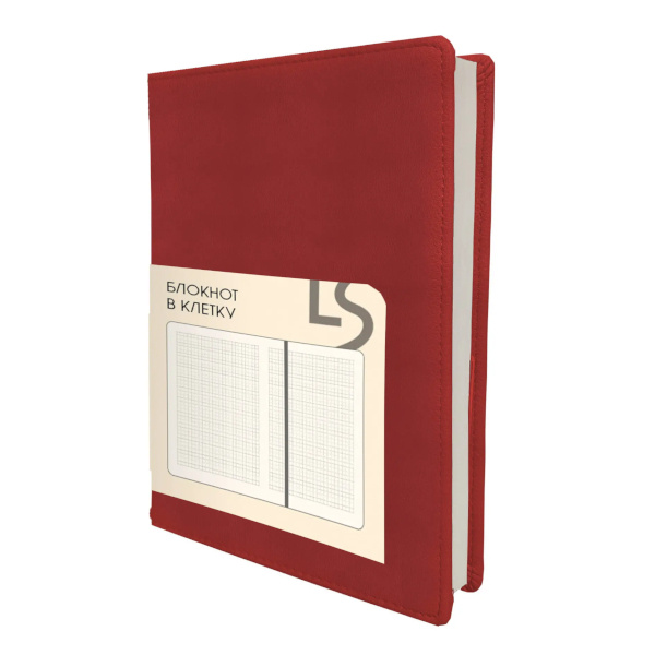 Блокнот А6+ 136л "Maple. Red" клетка, сшивка, тв.обл., иск.кожа БМКК61364609 Listoff