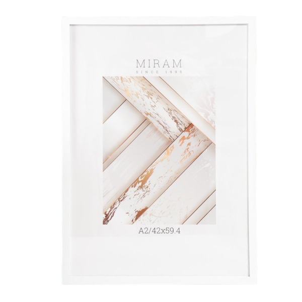 Фоторамка 42*59,4 пластик, багет 18мм, белый, вставка пластик 641861-А2 МИРАМ