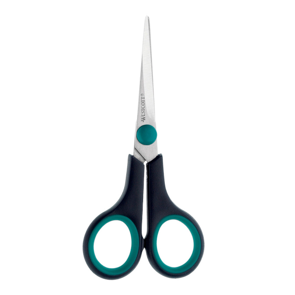 Ножницы для левшей 14см Westcott "Easy Grip " прорез., черный/голубой E-30252 00
