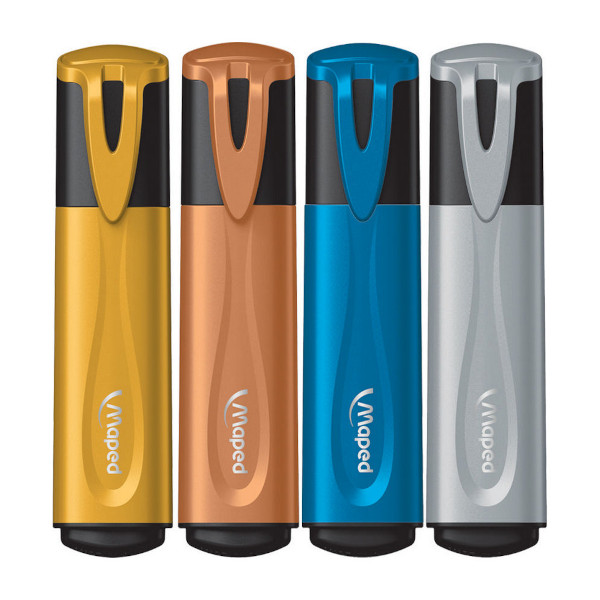 Набор текстовыделителей 4цв Maped "FLUO PEP'S GLITTER" /скош/1-5мм, металлик с блест 742000